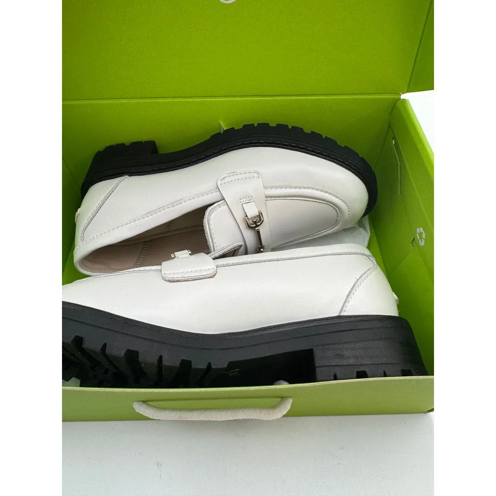 Sam Edelman Kids White Lug Sole‎ Horsebit Loafers Chunky Slip On Shoes
